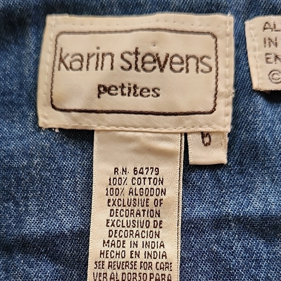 Karin Stevens Petites Embroidered Denim Maxi Dress Size 8P 100% Cotton Boho - Picture 7 of 8